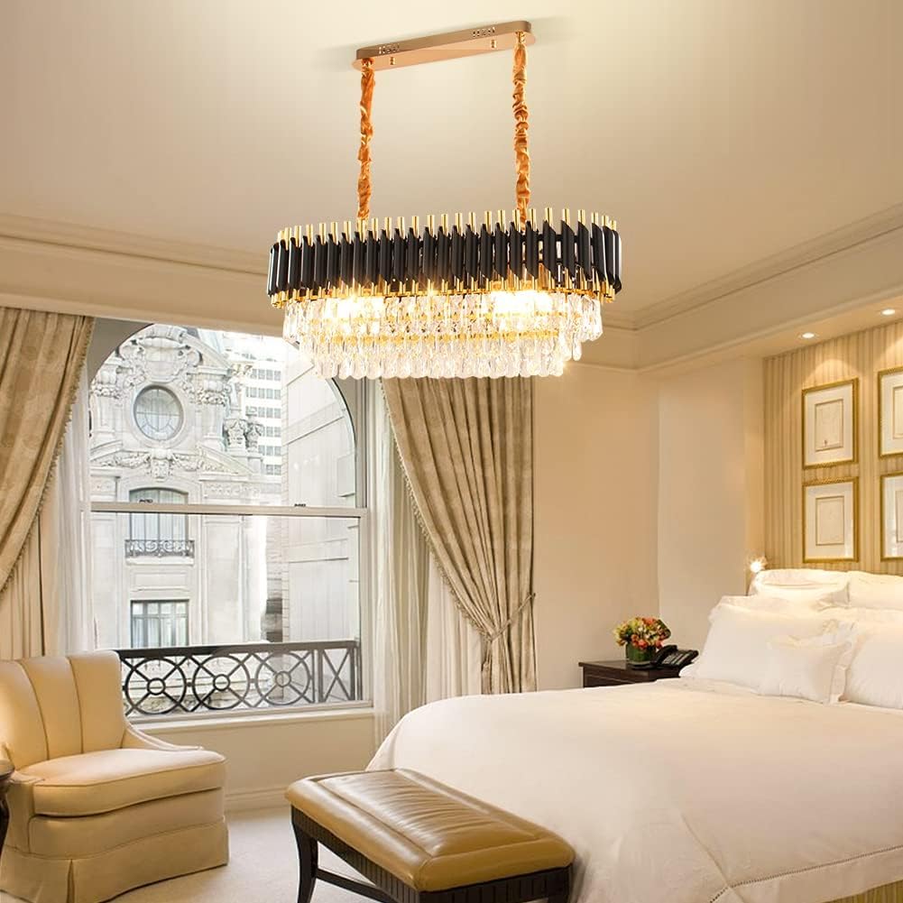 ADWAIT Crystal Chandeliers Black Gold (600X300mm) 